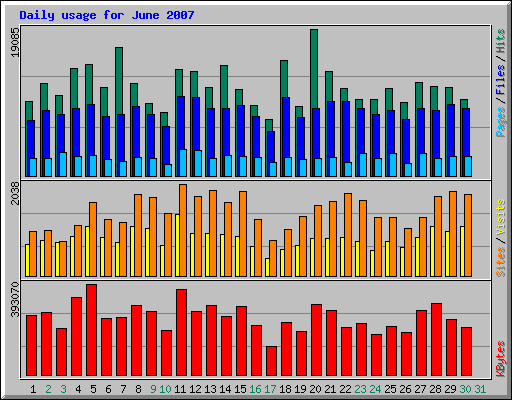 Daily usage for June 2007